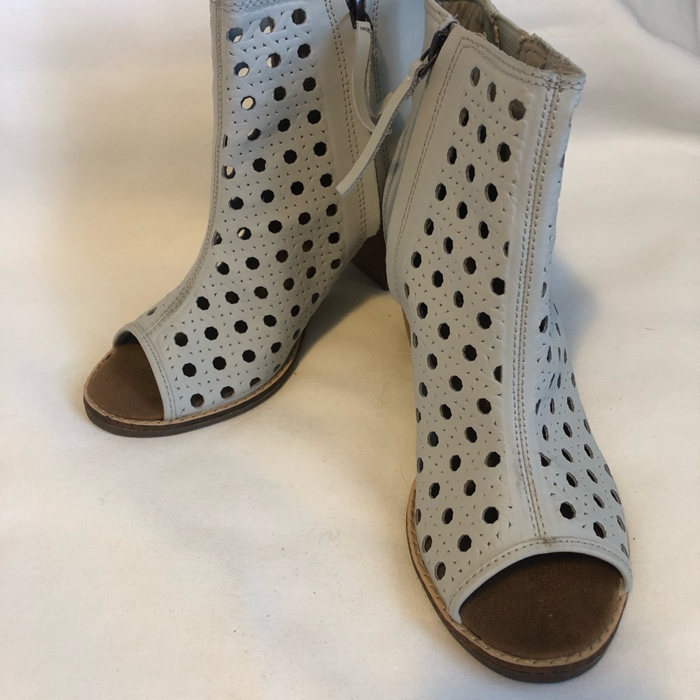 Toms Light Grey Perforated Ankle Booties